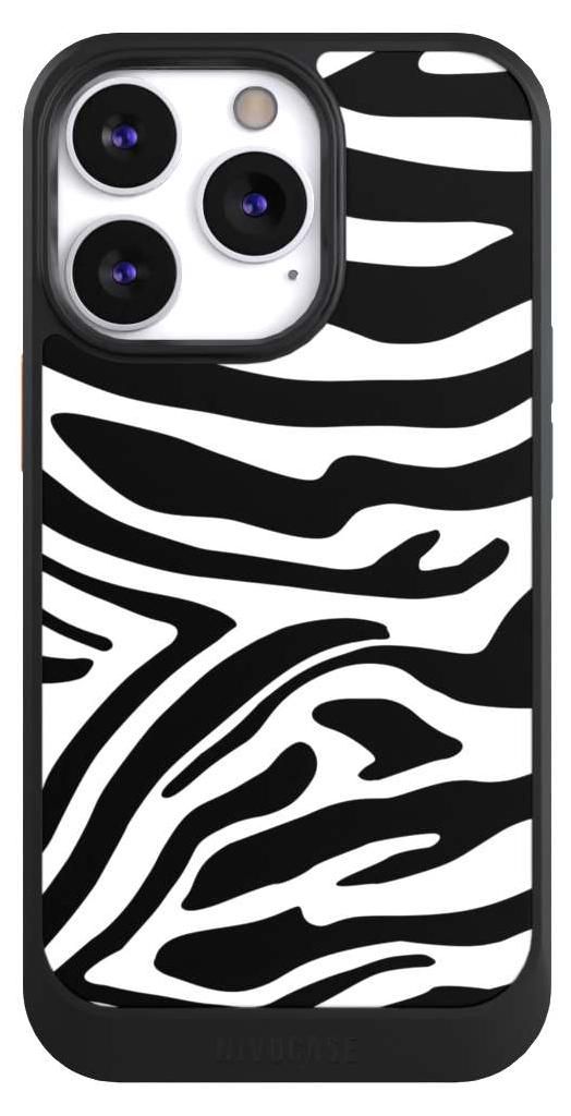 NIVOCASE Hülle für Apple iPhone 13 Pro Handyhülle NIVOcore Case Schwarz Animal-Look Animalprint Zebra