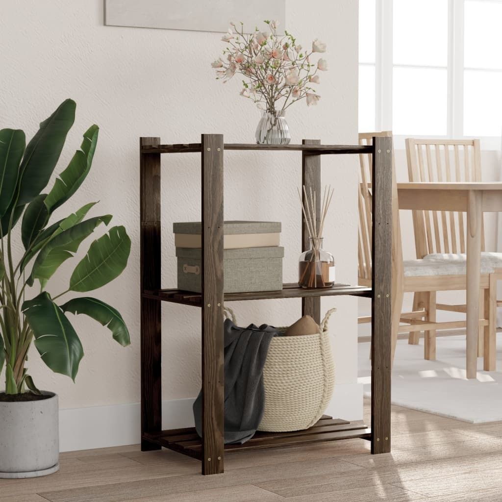 Maison Exclusive - Lagerregal mit 3 Böden Schwarz 60x38x90 cm Massivholz Kiefer