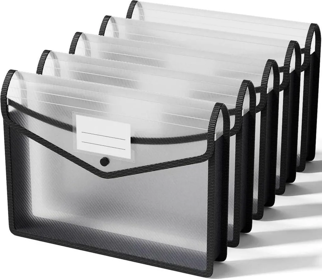 ThinkTex Black Folders A4 6cm - Pack of 5 Durable Office Organizers