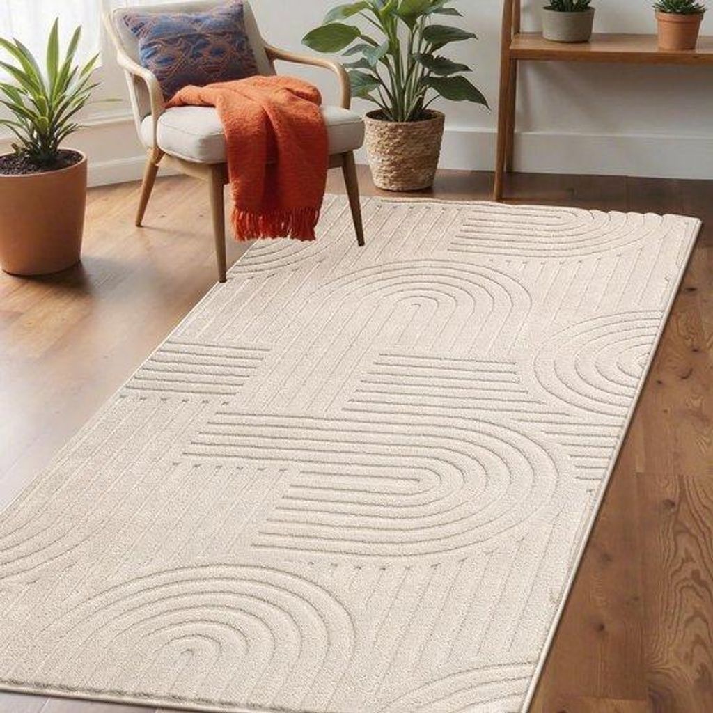 Enyhom Moderner Kurzflorteppich, 80 x 150 cm Wohnzimmerteppich mit 3D-Design, flauschig weich, waschbarer, rutschfester Teppich für Schlafzimmer, ...