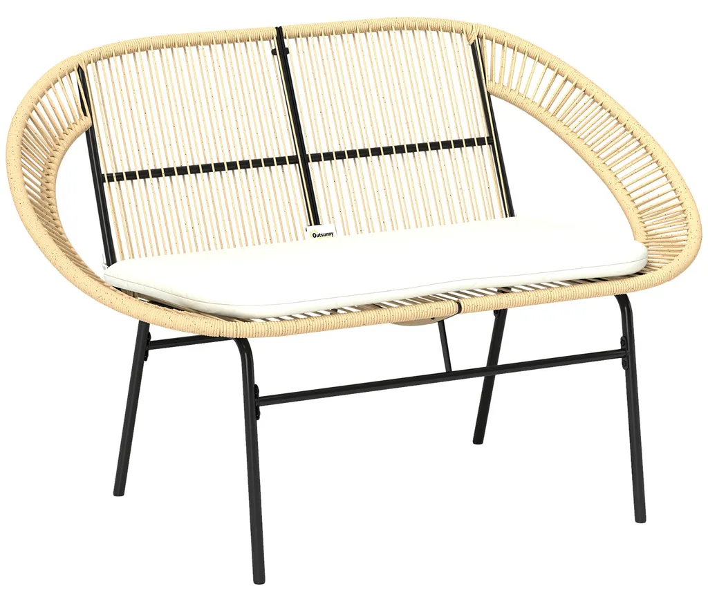 Banc extérieur en acier kaki 2 places : style Acapulco et confort