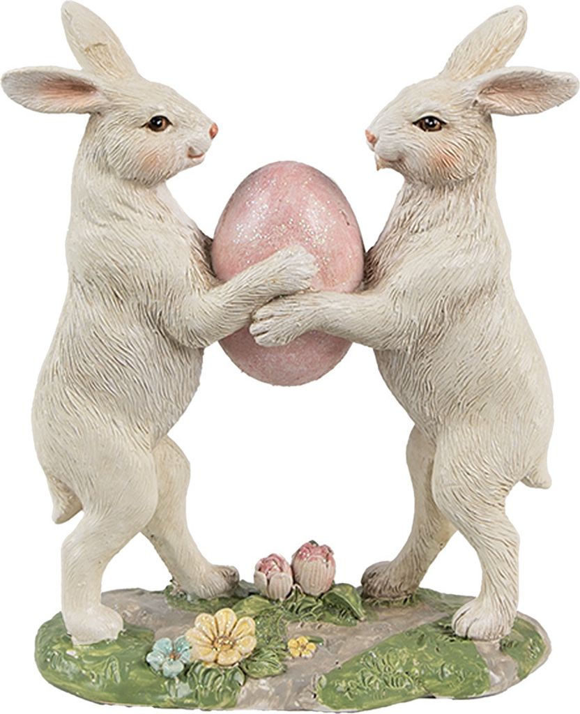 Clayre & Eef Dekorationsfigur Kaninchen 11x5x13 cm Beige Produktbild 