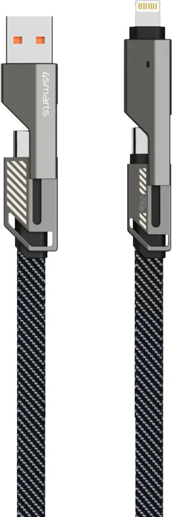 Câble USB-C renforcé 4Smarts ComboCord Keyring pour charge rapide 3A - 3