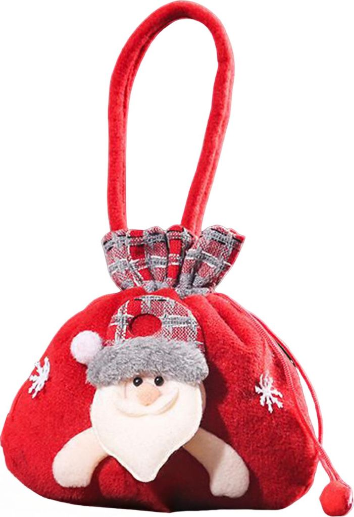 Weihnachtsgeschenktüten mit 3D-Schneemann-, Weihnachtsmann- und Elchmotiven, wiederverwendbare Jutesäcke mit Griff für Weihnachtsfeiern, Gastges...