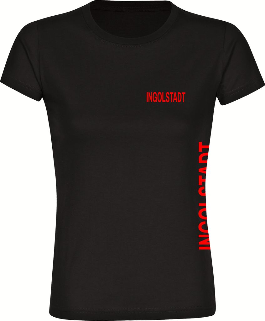 multifanshop Damen T-Shirt - Ingolstadt - Brust & Seite, schwarz, Größe XL