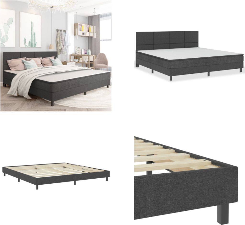 vidaXL Boxspringbett Dunkelgrau Stoff 200x200 cm - Boxspringbett - Boxspringbetten - Bett - Betten