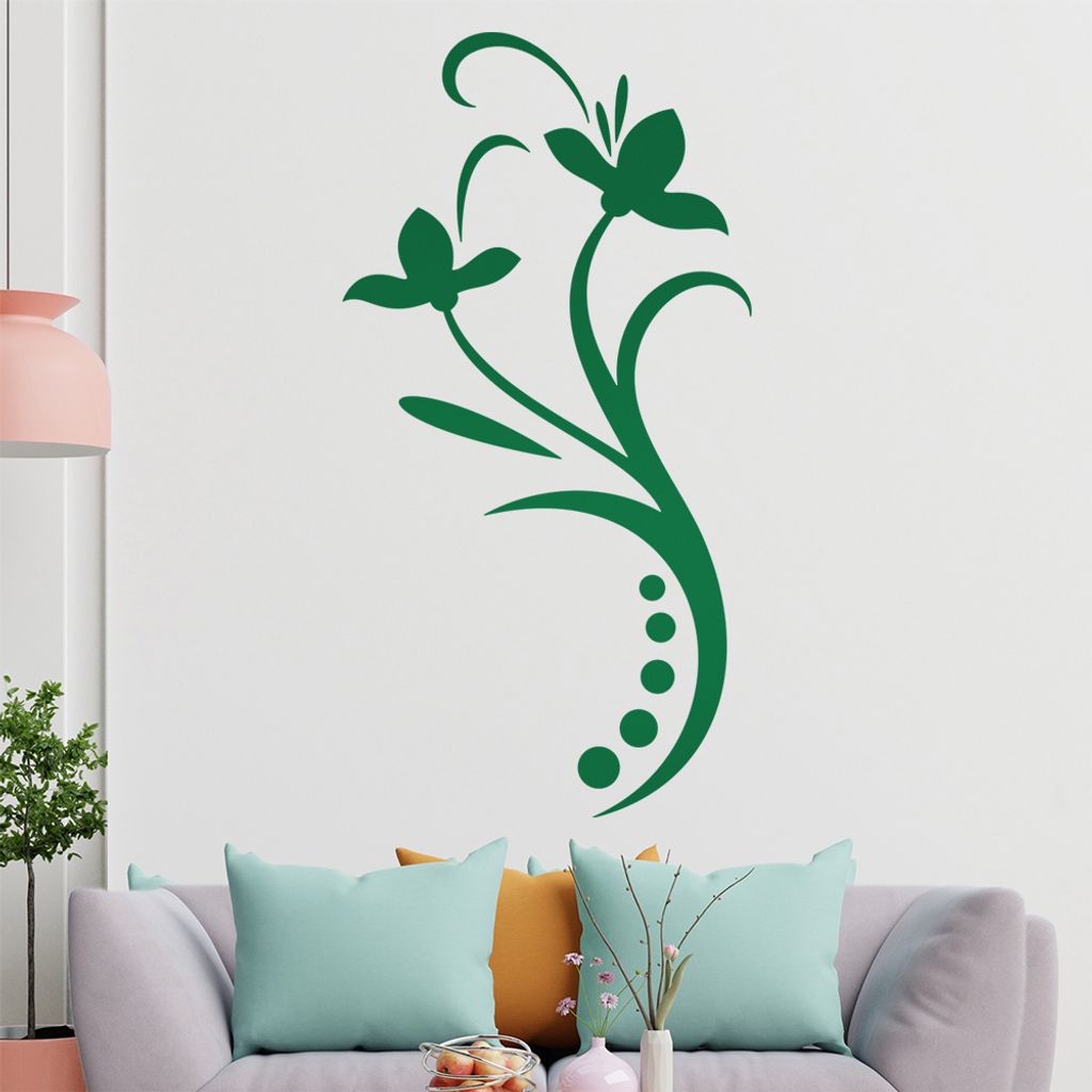 Blume - Linien Punkte Wandtattoo in 6 Größen - Wandaufkleber Wall Sticker - Dekoration, Küche, Wohnzimmer, Schlafzimmer, Badezimmer