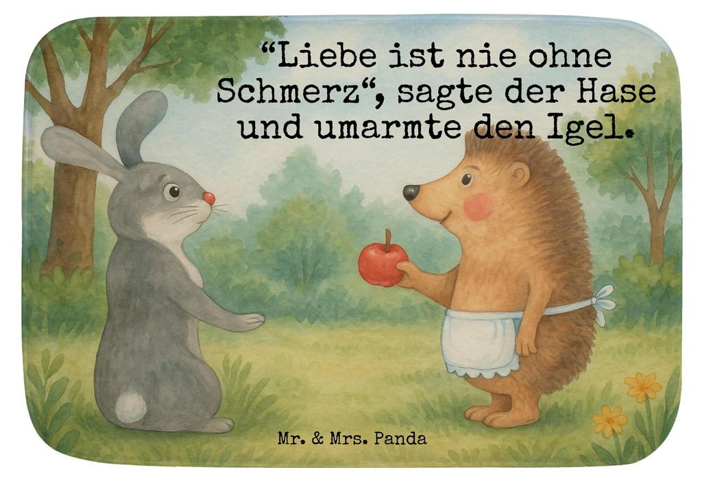 Mr. & Mrs. Panda duschmatte Hase Igel Design - Weiß - Geschenk, Badteppich, und, Trösten, Duschvorleger, Badematte, Badvorleger, Liebe Spruch, He...