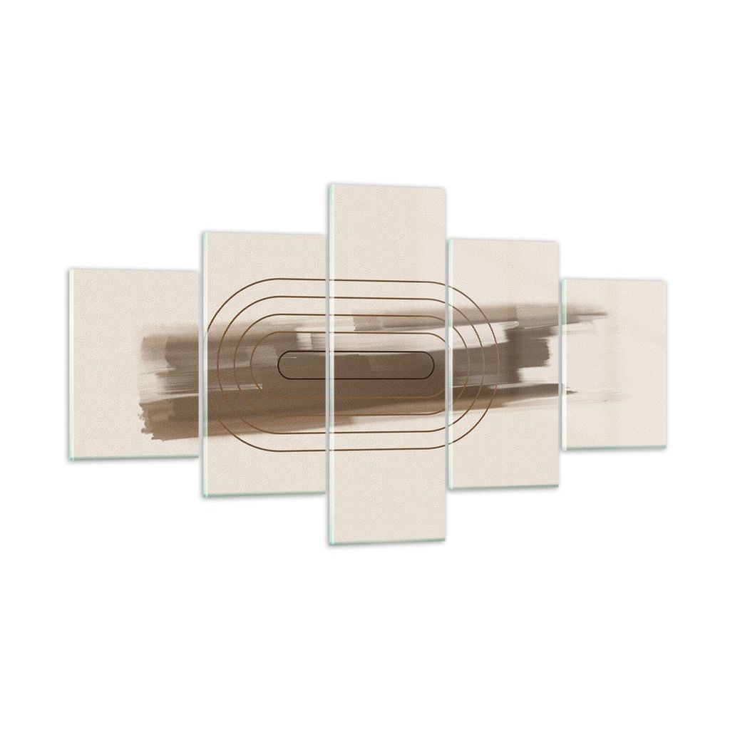 Bilder auf glas - 5 Teile - Abstraktion Oval Braun - 125x70cm - Glasbilder - Wandbilder - Bilder - zum Aufhängen bereit - Wanddekoration aus Glas ...