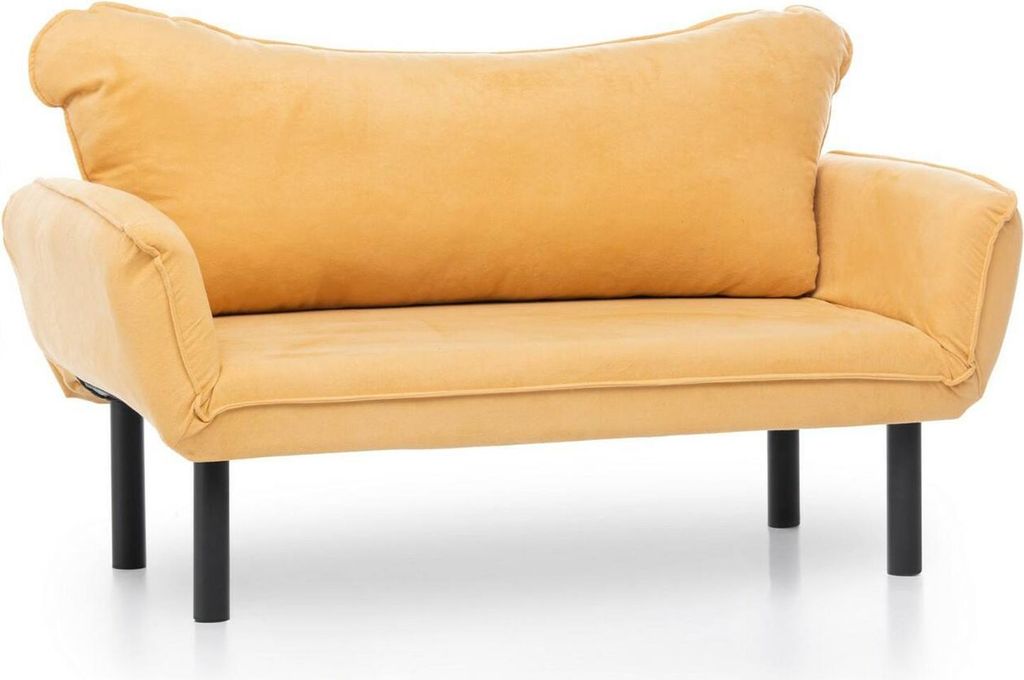 2-Sitzer SchlafsofaAquilonis, Verwandelbares Sofa, Lineare Stoffstruktur, Schlafsessel mit Stauraum, 140x65 h70 cm, Gelb