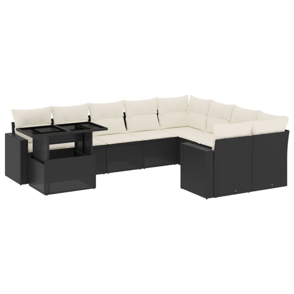 "WINTER SALE" 10-tlg. Garten-Lounge-Set - elegantes Design - Sitzgruppe/Gartengarnitur - mit Kissen Schwarz Poly Rattan - Terassenmöbel NeuMöbel2...