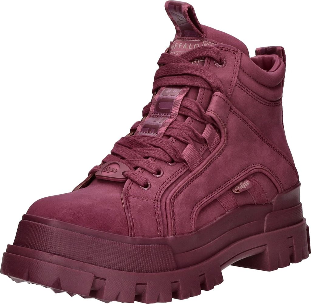 Berry Buffalo Aspha Flat Ankle Boots In Pink Washed Denim Buffalo