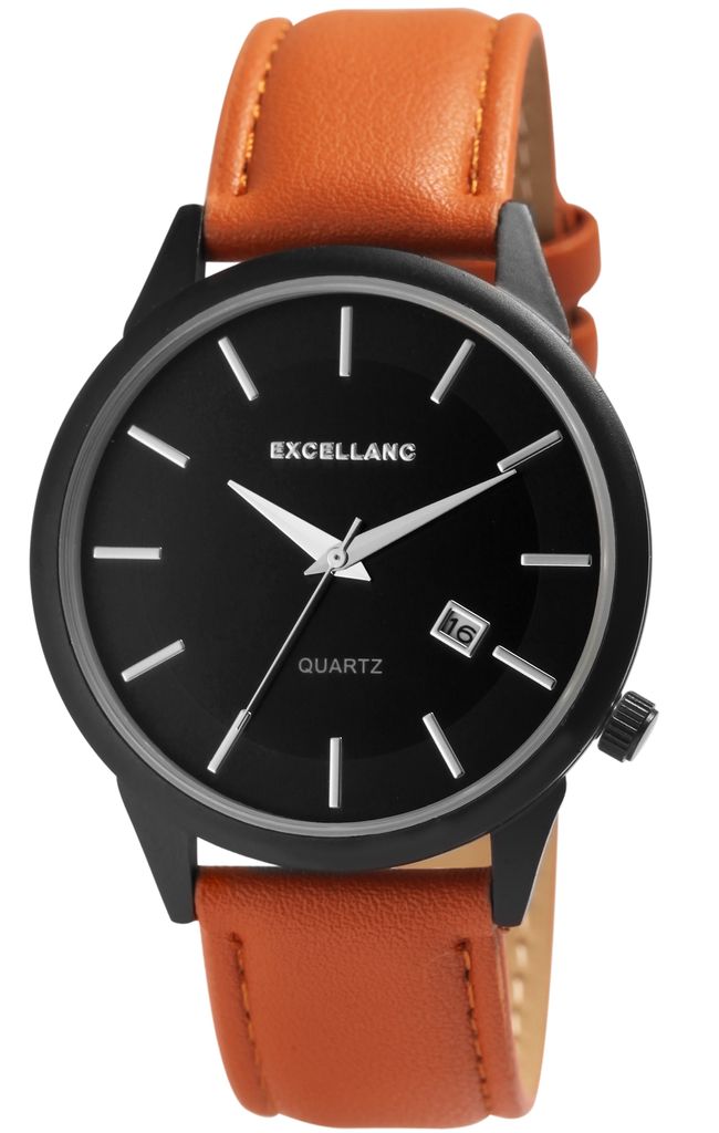 Excellanc Herrenuhr Datumsanzeige mit Kunstlederionsarmband Produktbild 