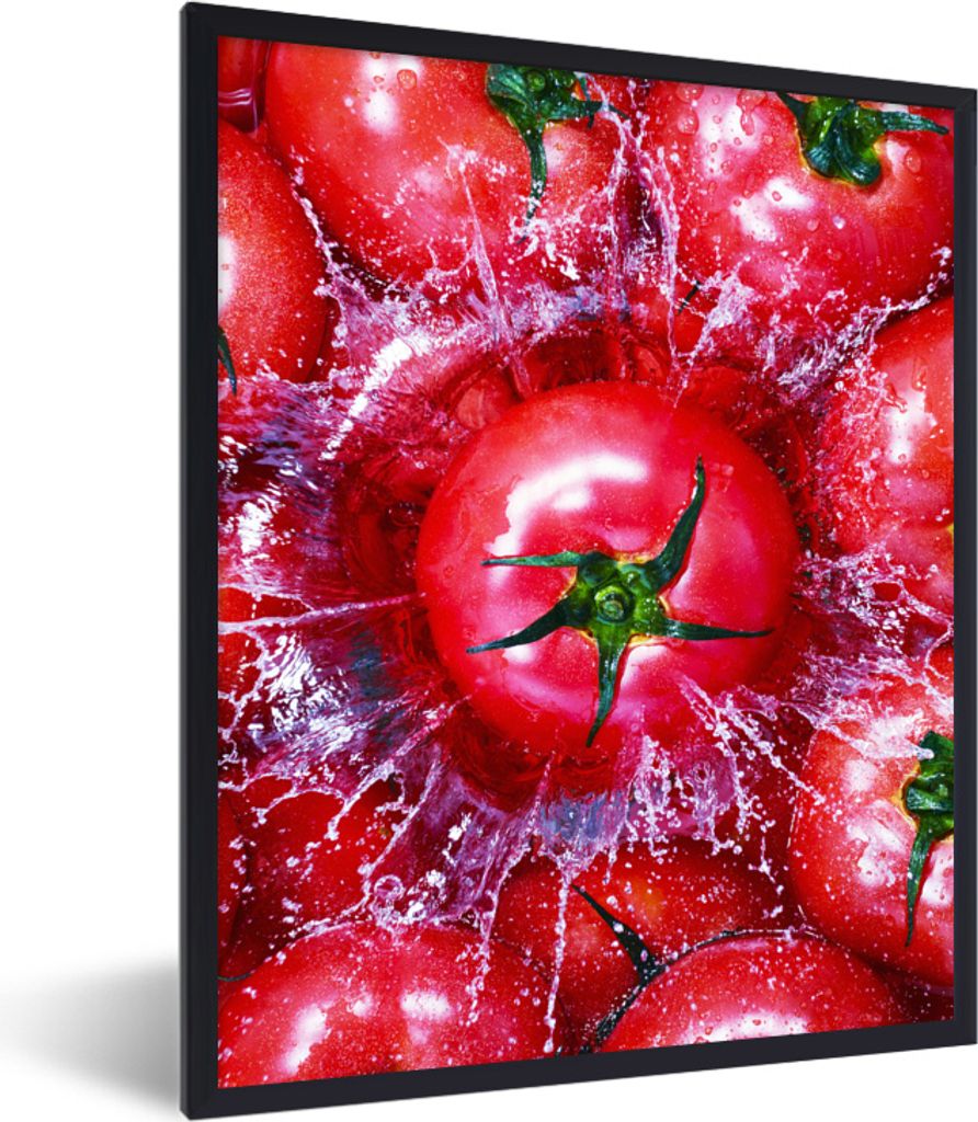MuchoWow MuchoWow Gerahmtes Poster Tomate - Wasser - Rot 30x40 cm - Poster mit zchwarzem Bilderrahmen - Wanddeko - Kunstdrucke