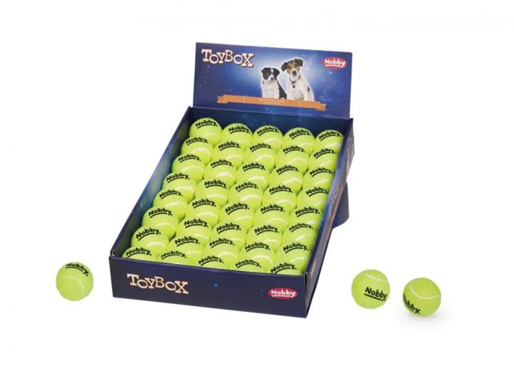 Balle de tennis S 5cm Nobby : présentoir 40 jouets chien - Lot jeu chien