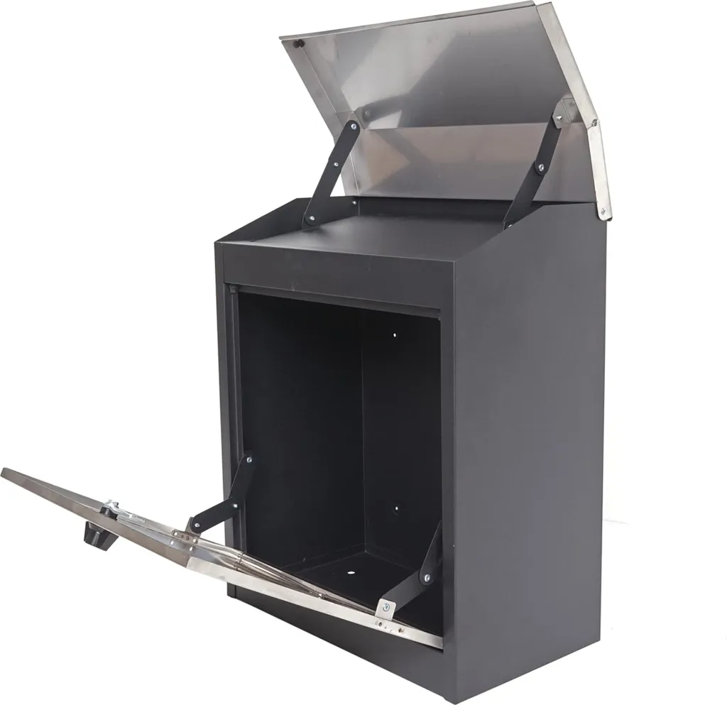 Boîte postale d'entreprise XXL noire et inox 52x44x25cm verrouillable