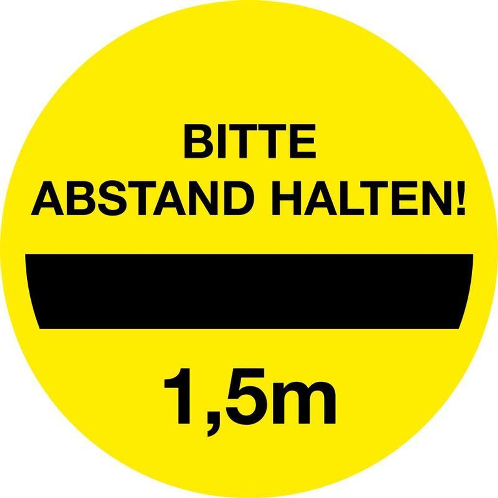 Warnschild "Bitte Abstand halten" für Innen- und Außenbereiche aus PVC-Folie, Gelb