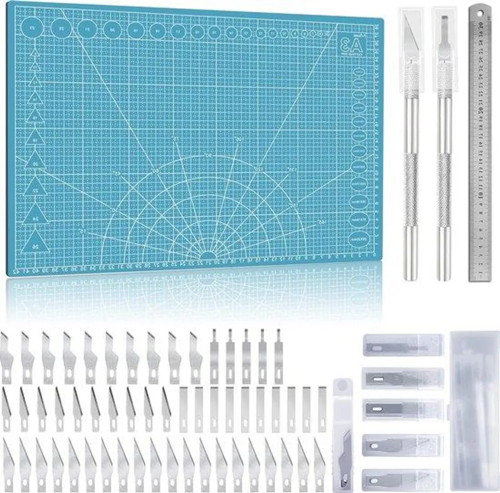 Guide de découpe A3 anti-rayures avec règle acier et lot de 55 vis DIY