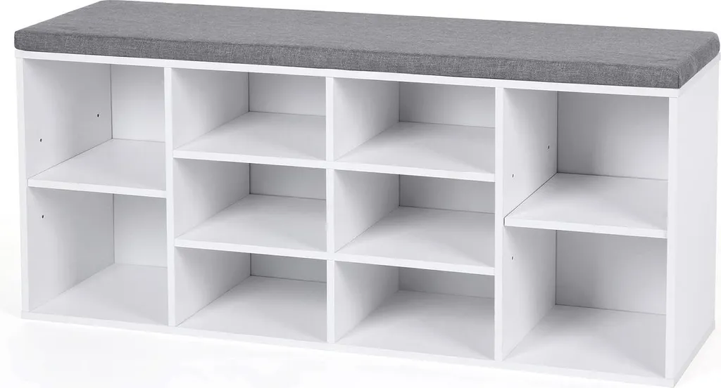 Banc rembourré pour chaussures blanc-gris élégant avec assise confort