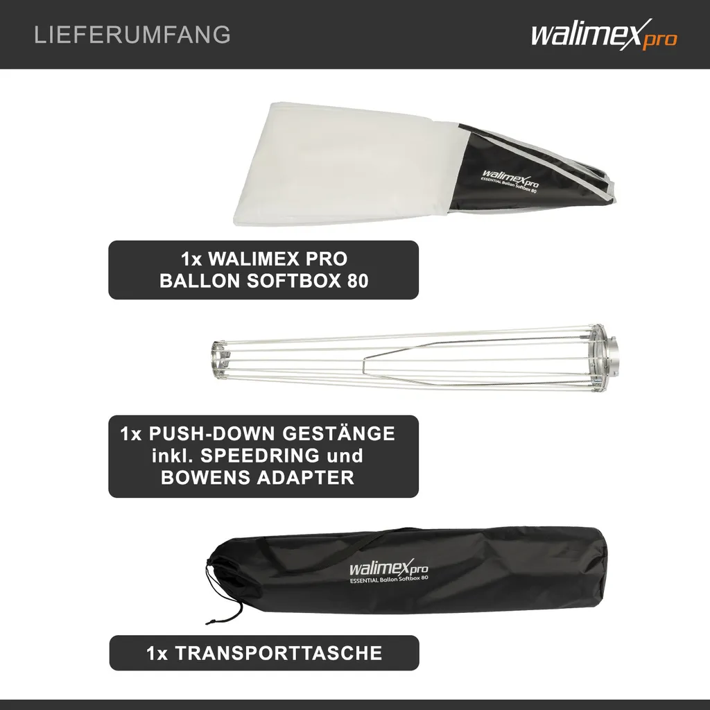 Boîte à lumière ballon 80cm Walimex Pro Essential pour éclairage doux - 10