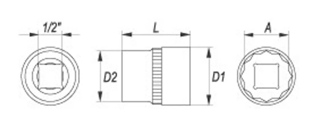 Prolunga 1/2" 11 mm 12 lati - 3