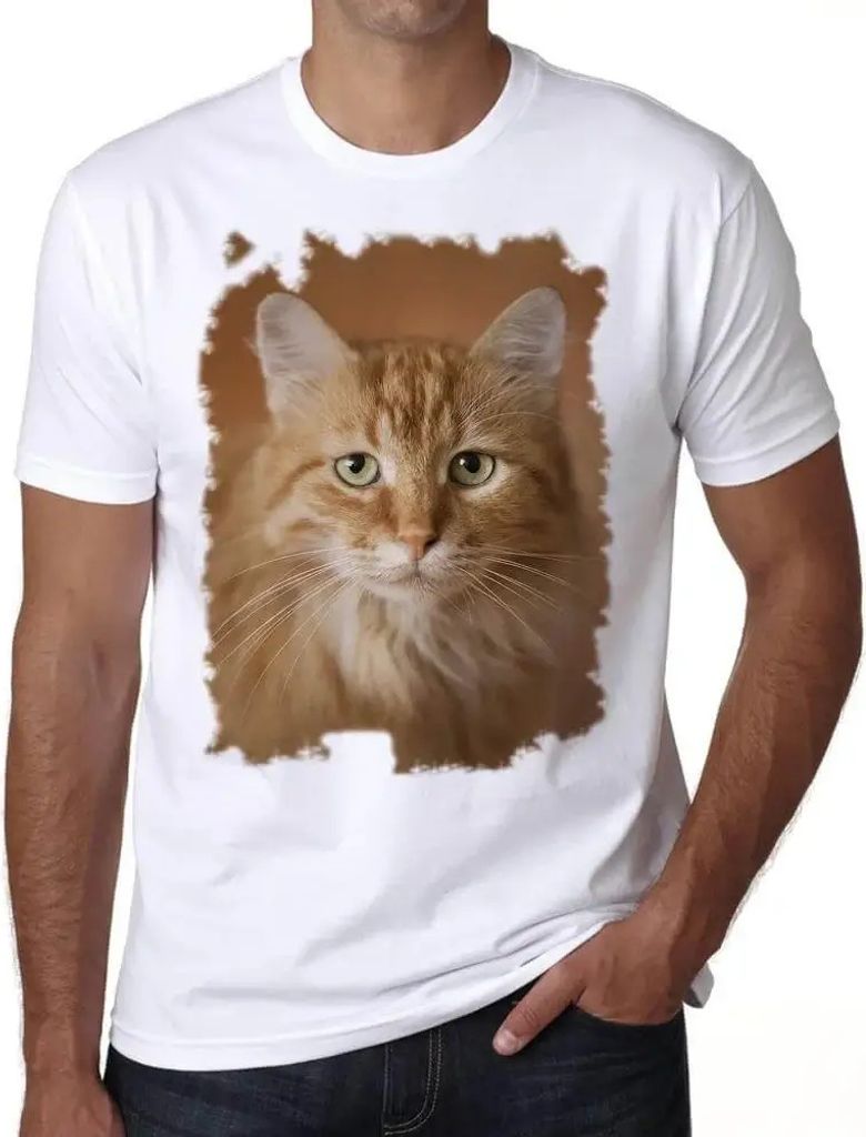 Herren Grafik T-Shirt Schönes orangefarbenes Katzenporträt – Beautiful Orange Cat Portrait – Öko-Verantwortlich Vintage Jahrgang Kurzarm Lus...
