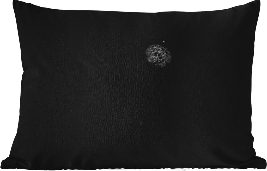 MuchoWow Outdoor Kissen - Blumen - Löwenzahn - Samen - Schwarz - Weiß - 50x30 cm - Wetterfest - Lounge Kissen - Sofa kissen - Wohnzimmer Dekora...