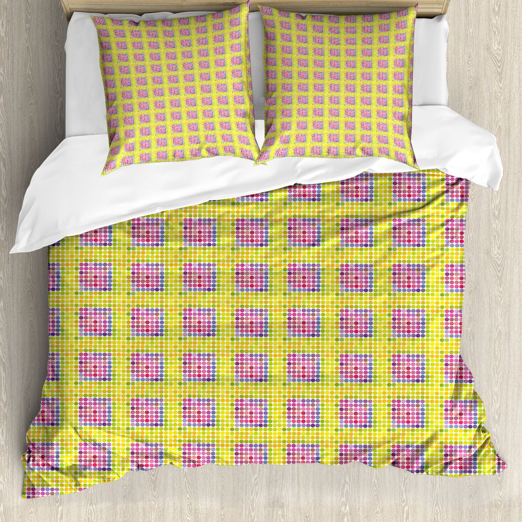 ABAKUHAUS Geometrisch Bettbezug Set für Einzelbetten, Vivid Symmetric Runden, Milbensicher Allergiker geeignet mit Kissenbezug, 155 cm x 220 cm - ...