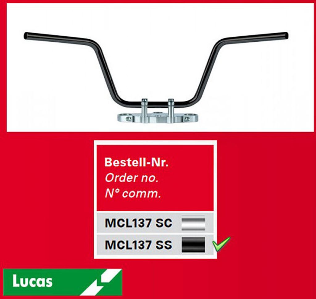 Stahllenker "Apehanger", Stahl, schwarz 7/8 Zoll (22MM), Breite: 830mm