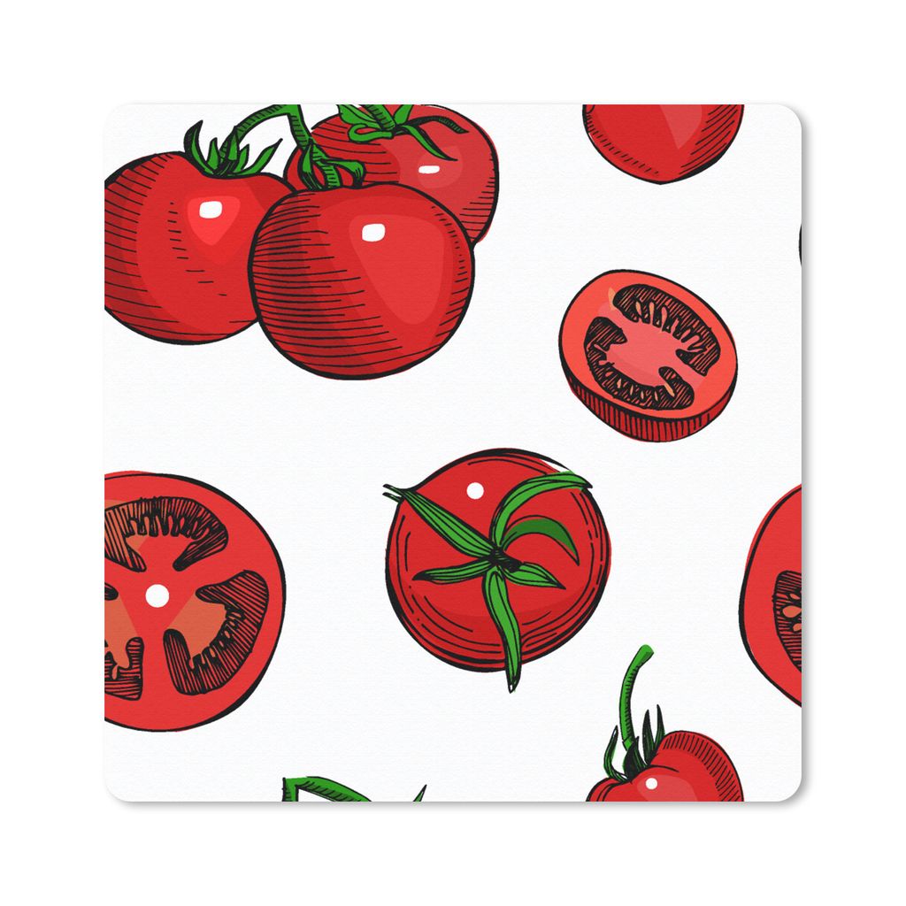 MuchoWow Mauspad Mousepad Rot - Muster - Tomaten 20x20 cm - Mousepads - Maus Mat - Pad - Mausunterlage - Desk Mat - Bureauartikeln