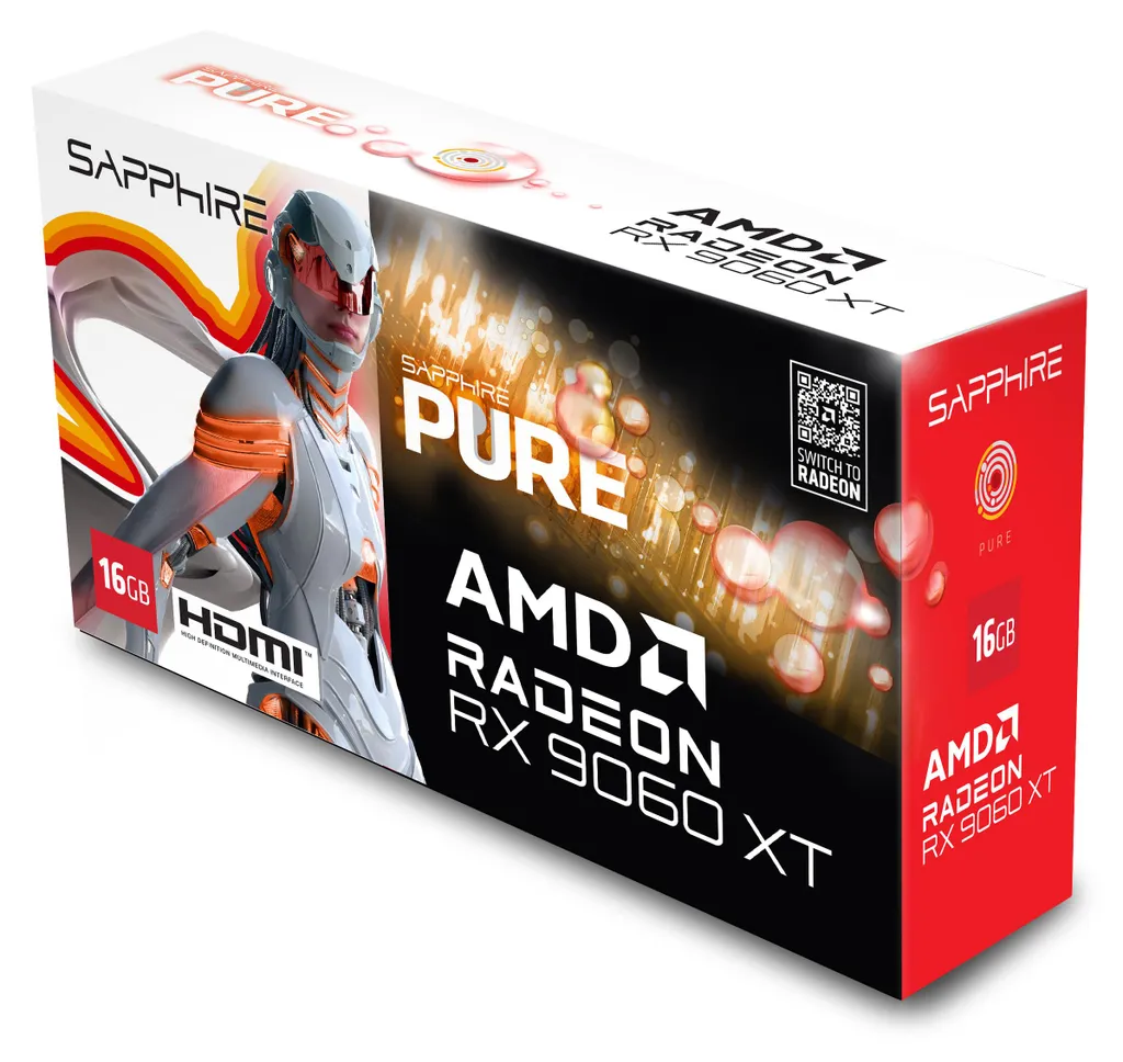 Sapphire Radeon RX 9060 XT PURE 16GB GDDR6 - Carte Graphique Blanche