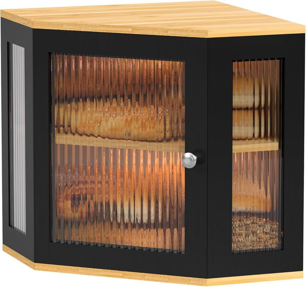 Boîte à pain en bambou avec 2 étages et couvercle en verre Image du produit 