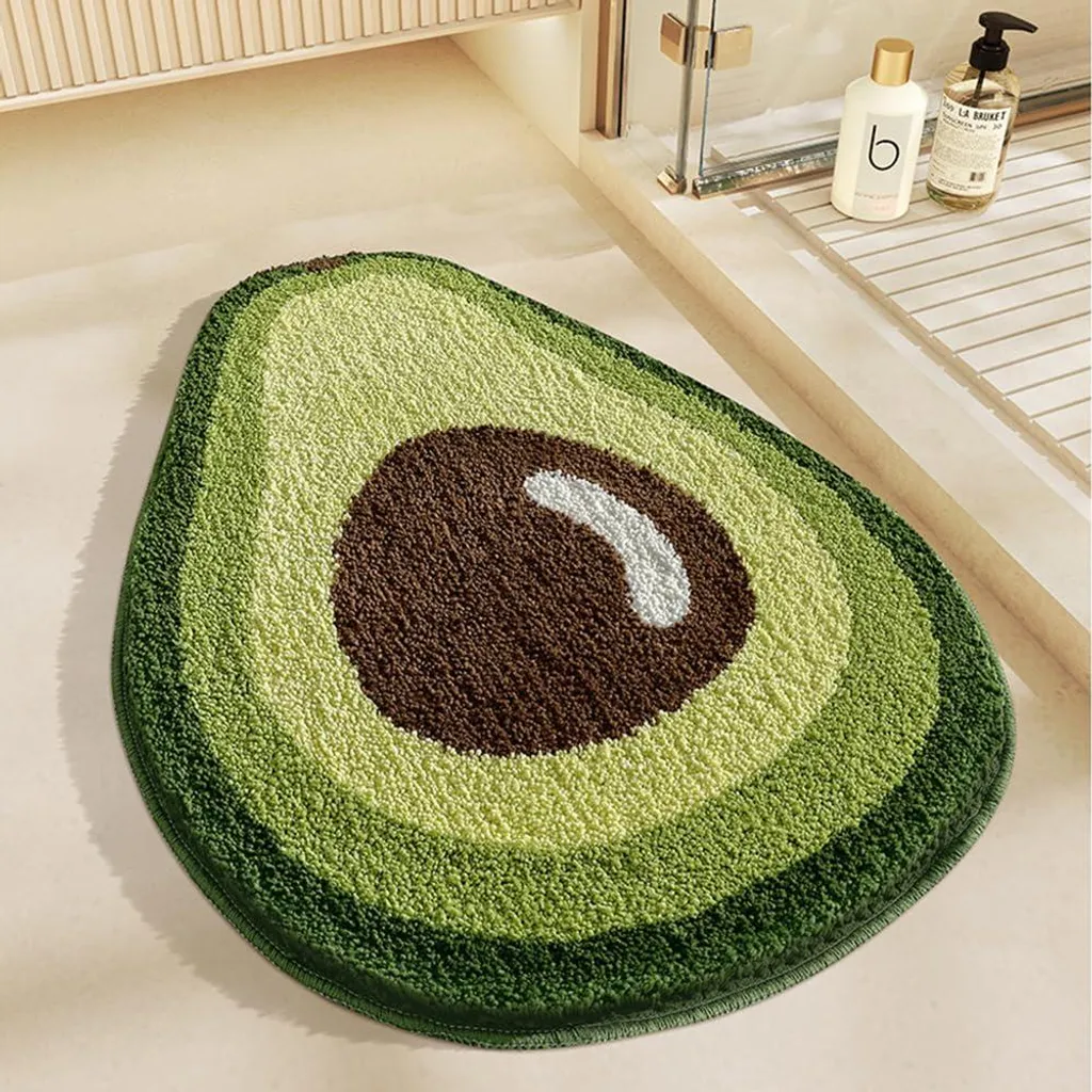 Tapis de bain microfibre 80x50 cm antidérapant et ultra absorbant Avocat