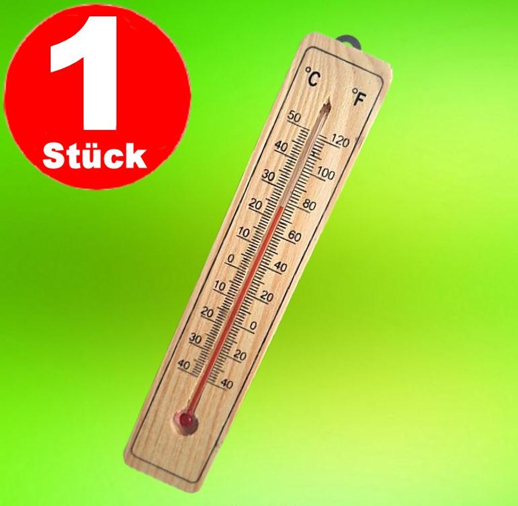 Thermometer innen außen Zimmer Holz Gartenthermometer Produktbild 