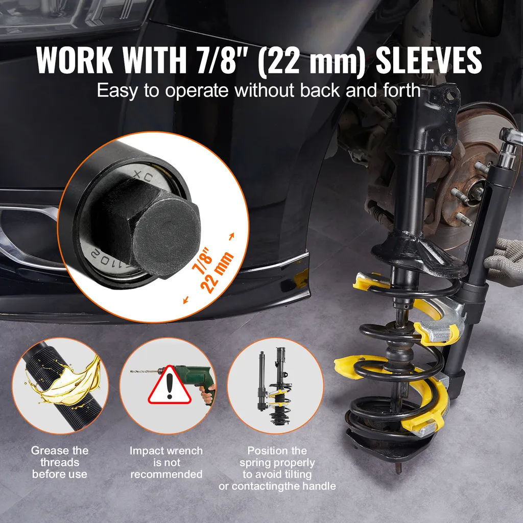 VEVOR set di compressori per molle di sospensione compatibile con presa da 22 mm compressore universale per molle capacità di carico 4500kg compressore professionale per molle di auto strumento per ammortizzatori sospensione puntoni - 6