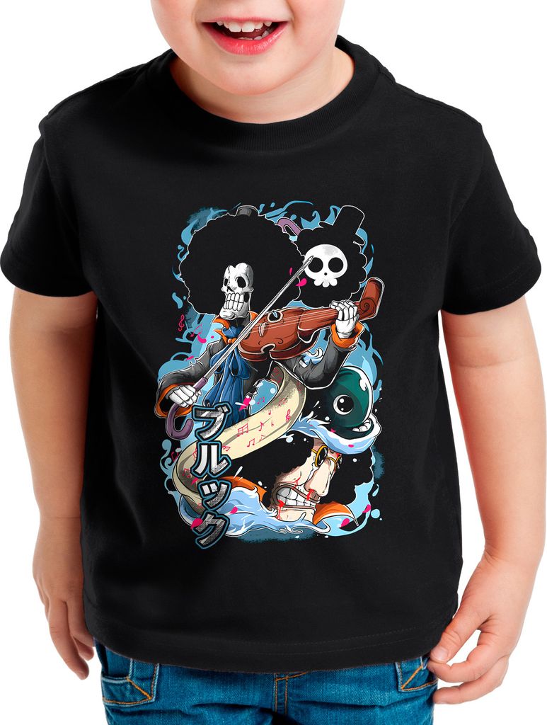 style3 Brook Kinder T-Shirt anime manga luffy cosplay