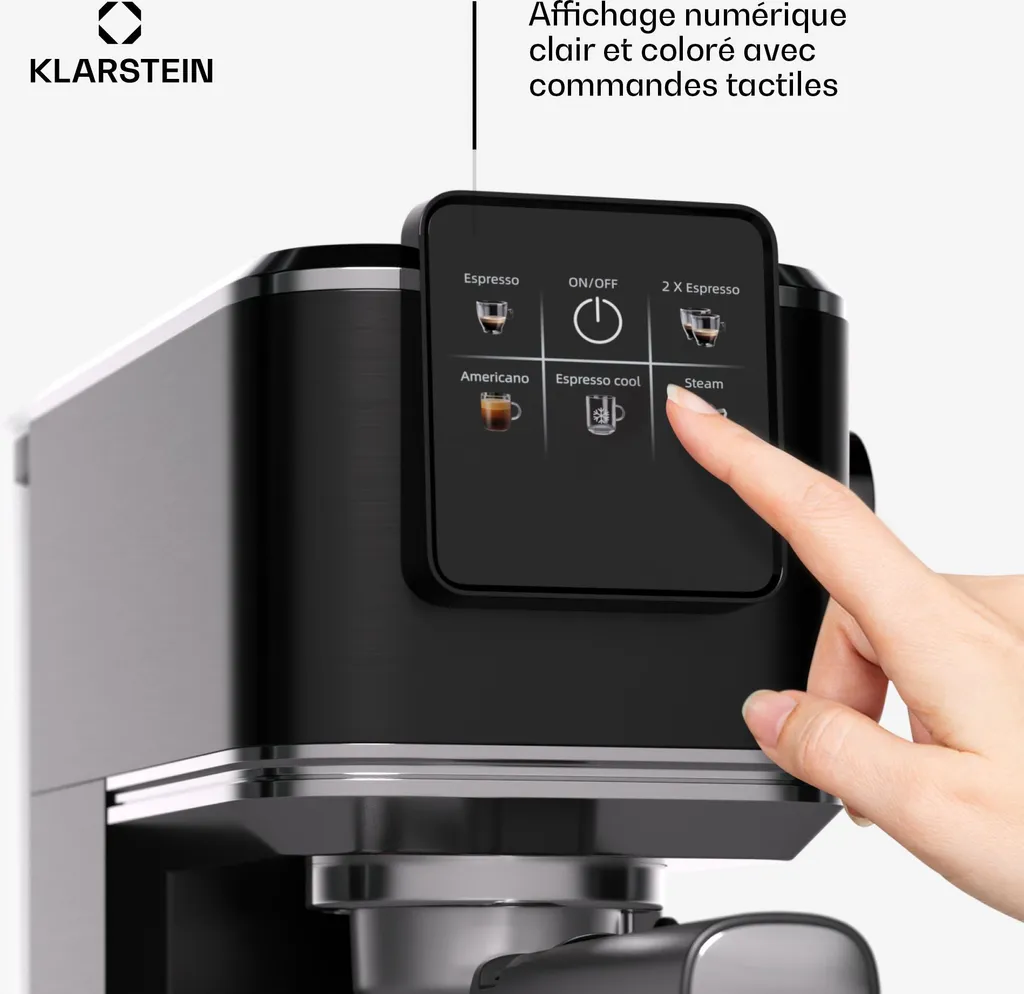 Machine expresso 20 bars compacte Klarstein avec écran tactile et buse - 3