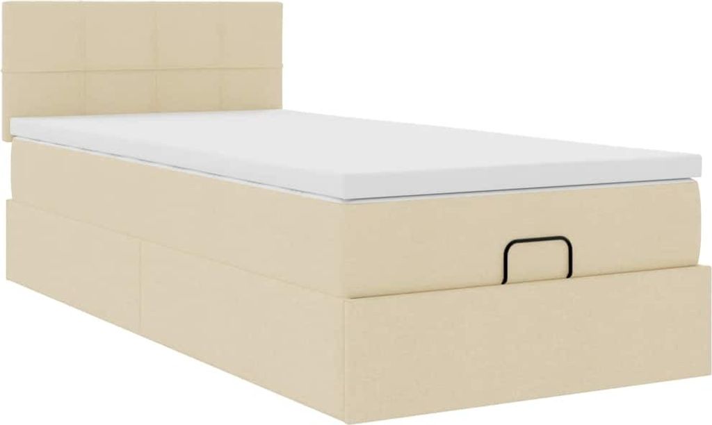 Ottoman-Bett mit Matratze Creme 90x200 cm Stoff
