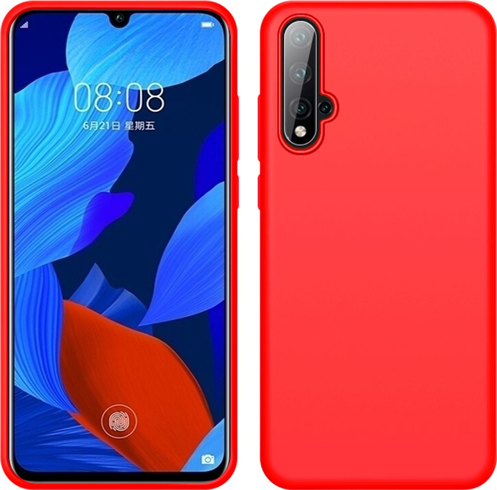 Huawei Nova 5 Hülle, LaimTop Slim Flüssig Silikon Soft Gel Gummi Stoßfest Kratzfest Schutzhülle für Huawei Nova 5 / Nova 5 Pro Rot
