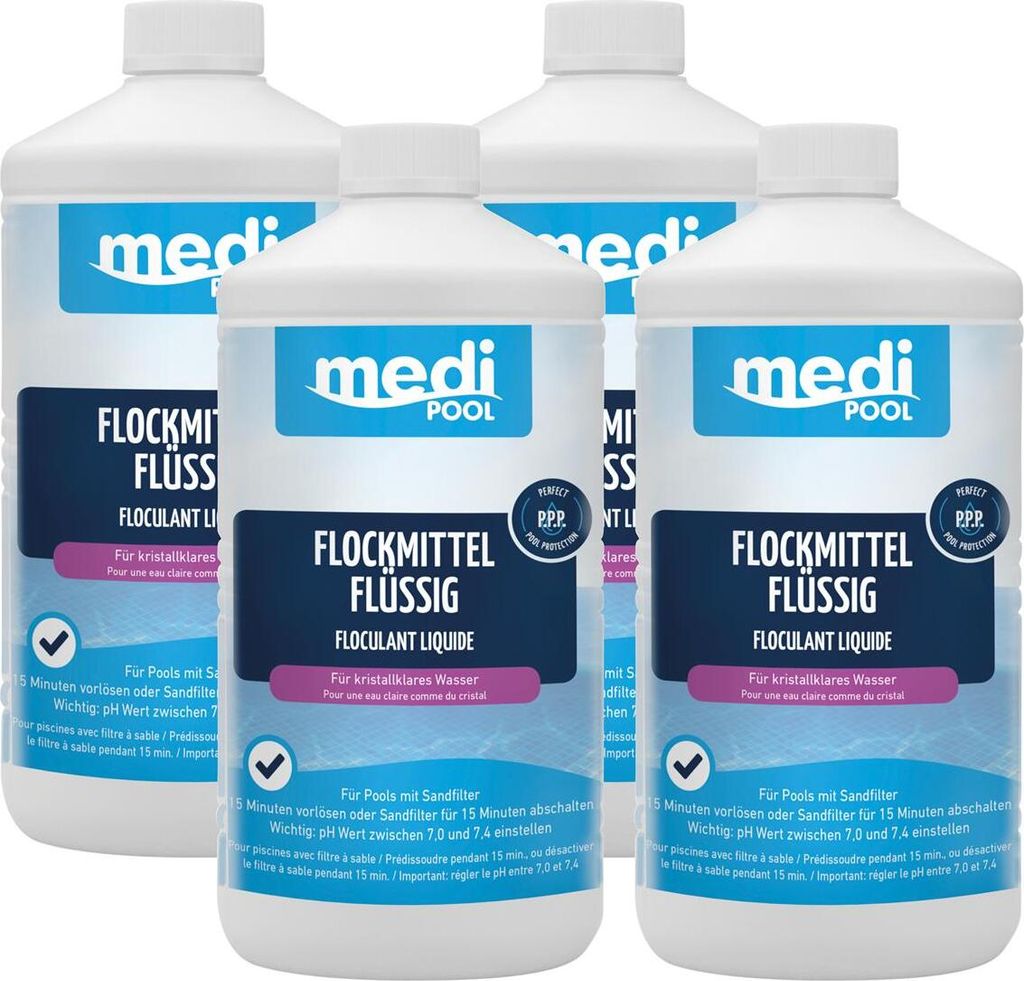 mediPOOL Flockmittel flüssig 4x 1 L Produktbild 
