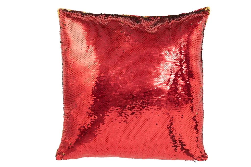 Coussin de Canapé Rouge et Doré J-Line pour Décoration de Noël et Fêtes