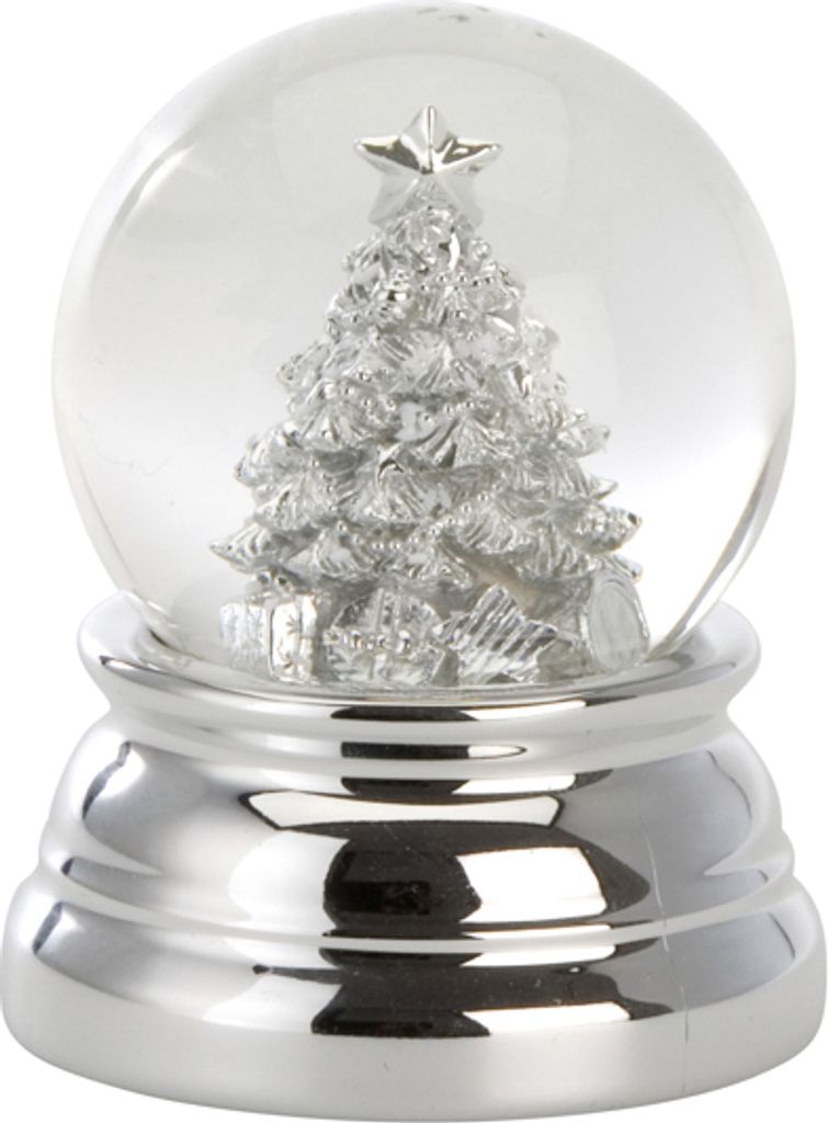 Schneekugel Christbaum Klein, versilbert, H 6,5cm D 5,0cm
