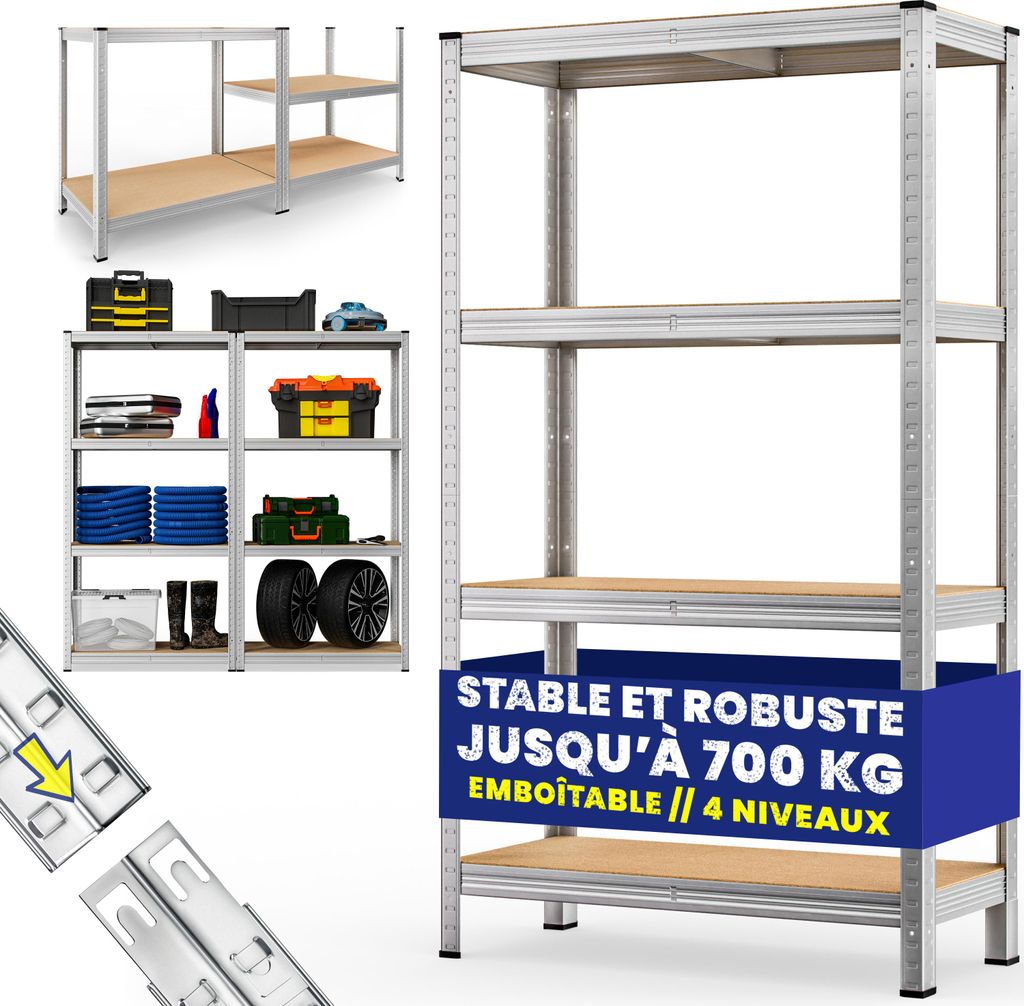 MONZANA® Étagère charge lourde 4 niveaux 160x90x40cm Image du produit 