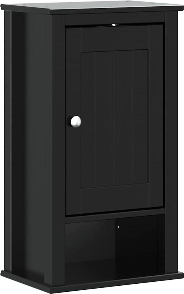 vidaXL Bad-Wandschrank BERG Schwarz 40x27x71,5 cm Massivholz Kiefer