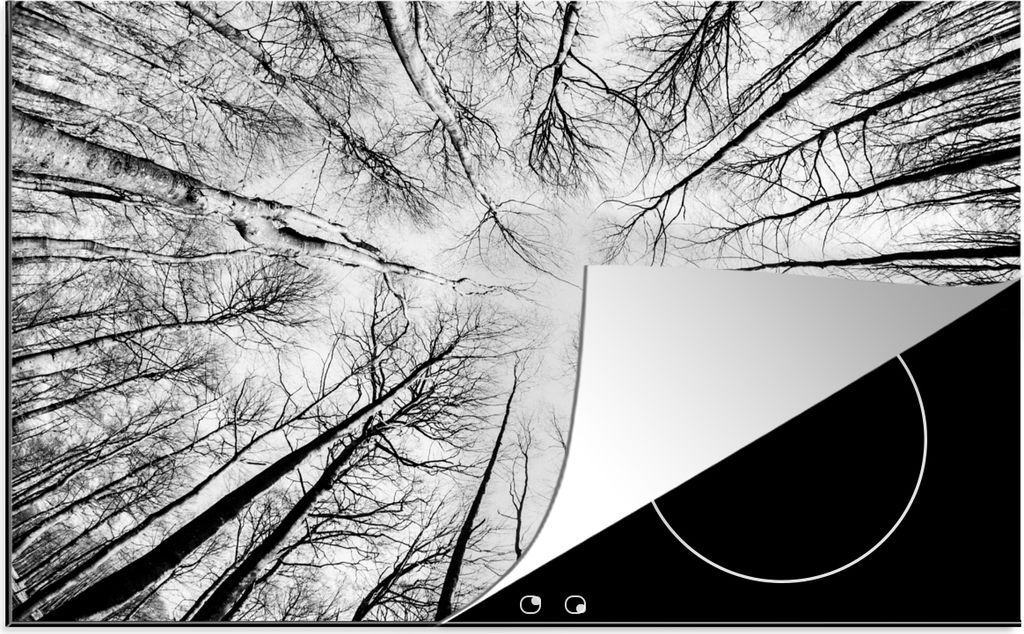 KitchenYeah Herdabdeckplatte Buche vom Boden aus fotografiert , 80x52cm, Küche Deko, Glaskeramikfeld Herdabdeckung, Abdeckplatte fùr Kochfeld