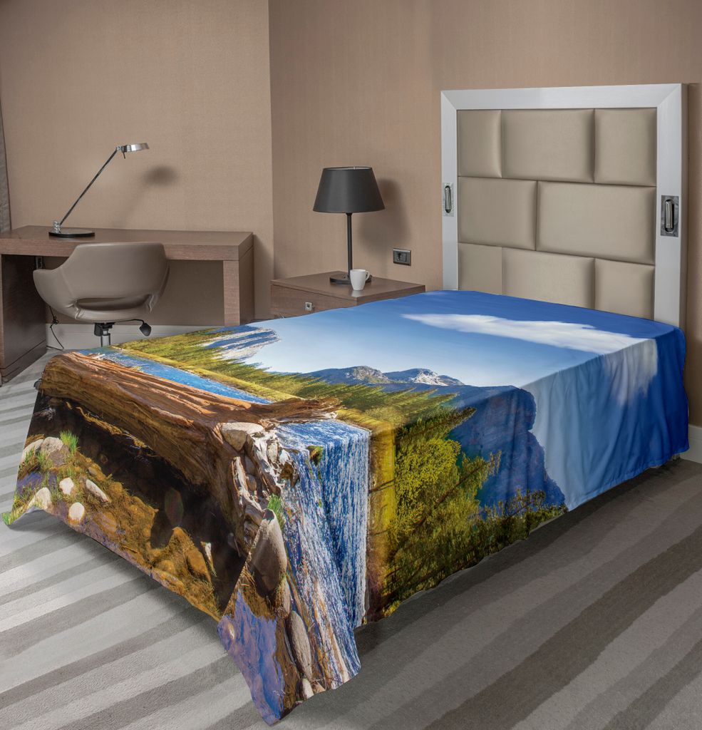 ABAKUHAUS Yosemite Bettlaken, Yosemite Merced El Capitan Half Dome In Kalifornien Nationalpark Waterscape, weiches bequemes oberes Bettlaken für e...