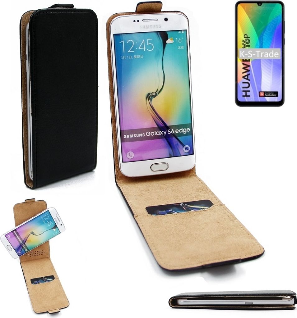 K-S-Trade Schutzhülle Handyhülle kompatibel mit Huawei Y6p Flipstyle 360° Smartphone Tasche, schwarz, Case Flip cover