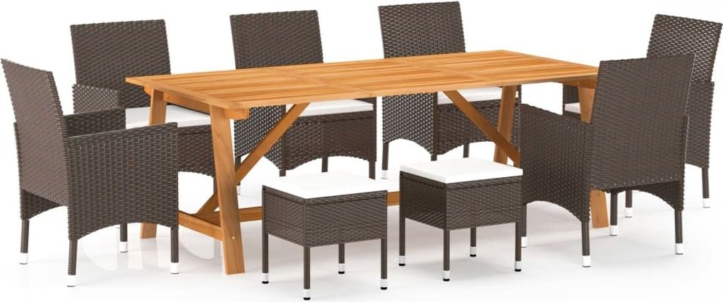 Maison Exclusive - 9-tlg. Garten-Essgruppe Braun