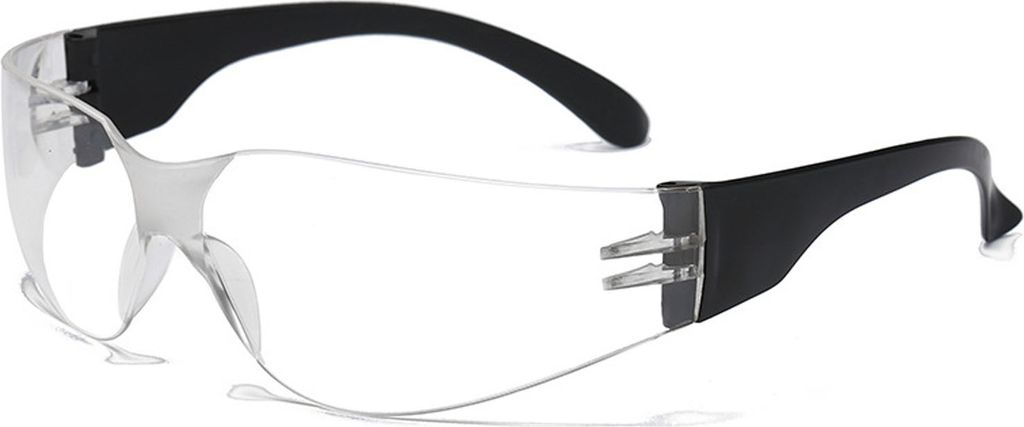 Kunststoff-Schutzbrille Ultraviolett stoßfest Sicherheitsbrille für Outdoor-Radsport Sport transparente Linse schwarz Bein