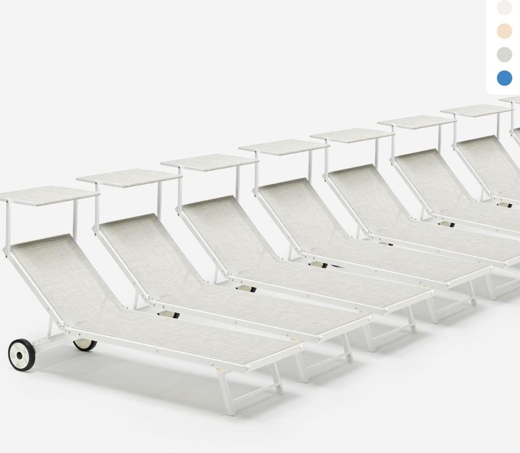 20 Sonnenliegen Strandliege aus Aluminium mit Rollen für Garten Swimmingpool Alabama Stock - Grau